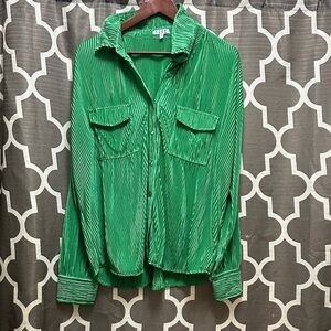 TC Vibrant Green Pleated Shirt